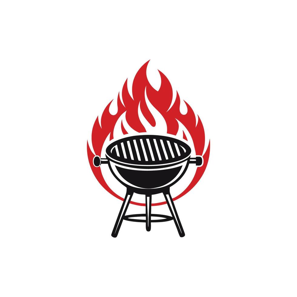 Barbecue logo with BBQ logotype and fire concept vector