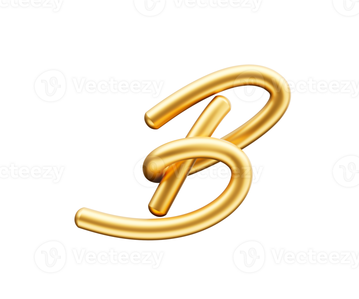 3d Golden Shiny Capital Letter B Alphabet B Rounded Inflatable Font 3d Illustration png