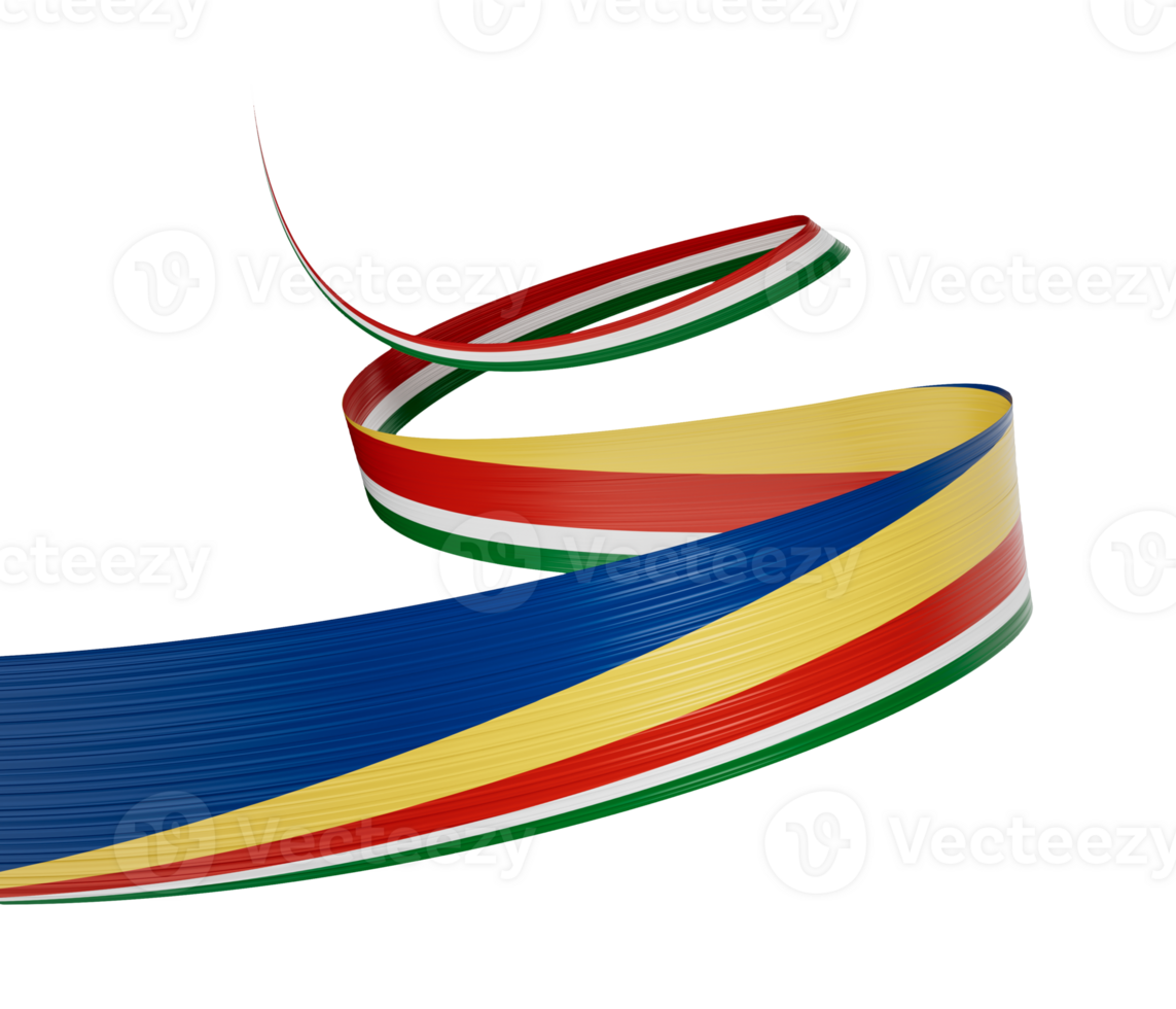 3d Flag Of Seychelles 3d Wavy Shiny Seychelles Ribbon 3d Illustration png