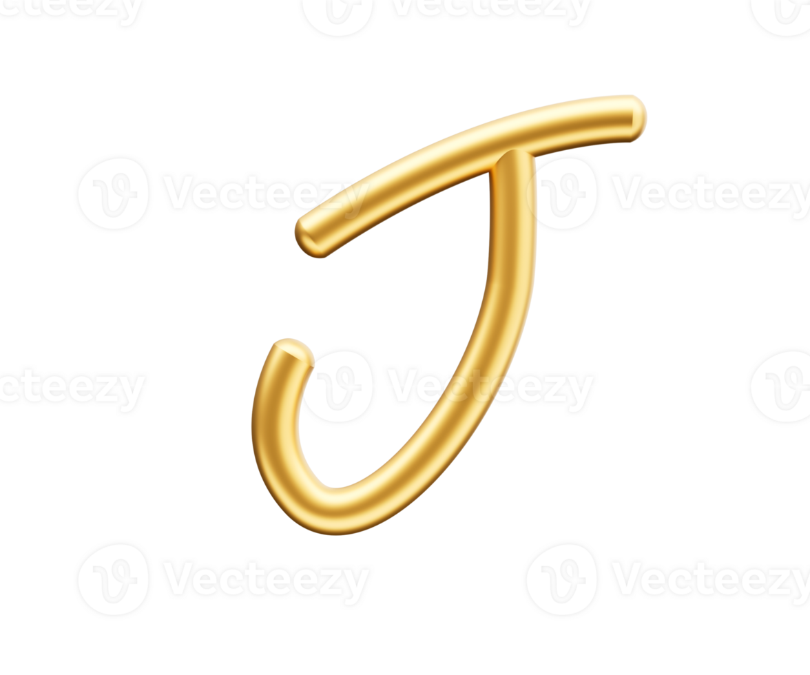 3d Golden Shiny Capital Letter J Alphabet J Rounded Inflatable Font 3d Illustration png