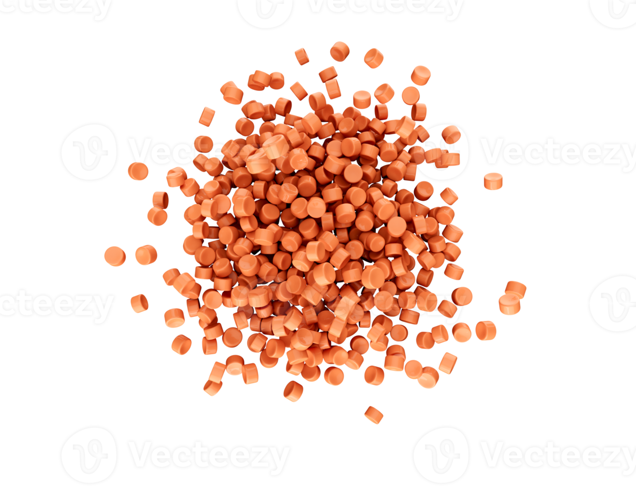 3d Scattered Orange Plastic Pellets Or PVC Polymer Beads Top View 3d Illustration png