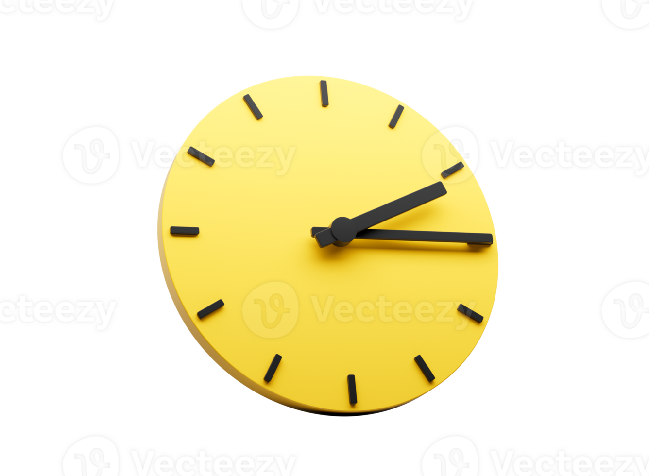 3d Simple Yellow Round Wall Clock Two Fifteen Quarter Past Two 3d illustration png