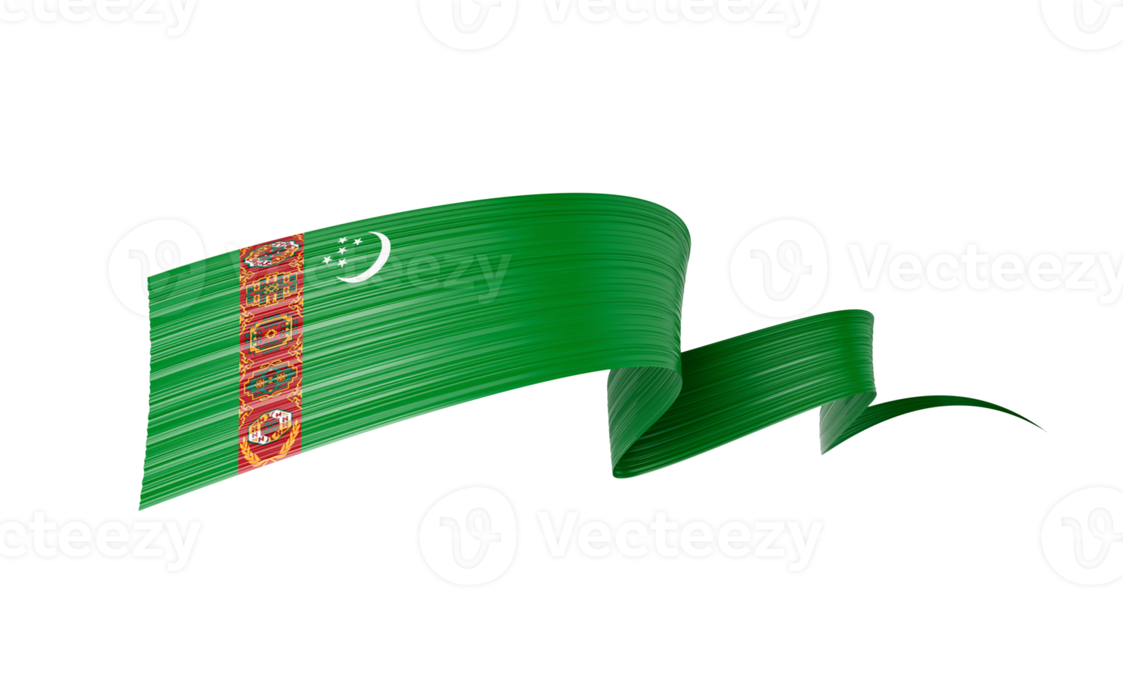 3d Flag Of Turkmenistan 3d Wavy Shiny Turkmenistan Ribbon Flag 3d Illustration png