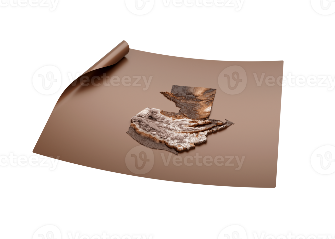 Map Of Guatemala Old Style Brown On Unrolled Map Paper Sheet 3d Illustration png