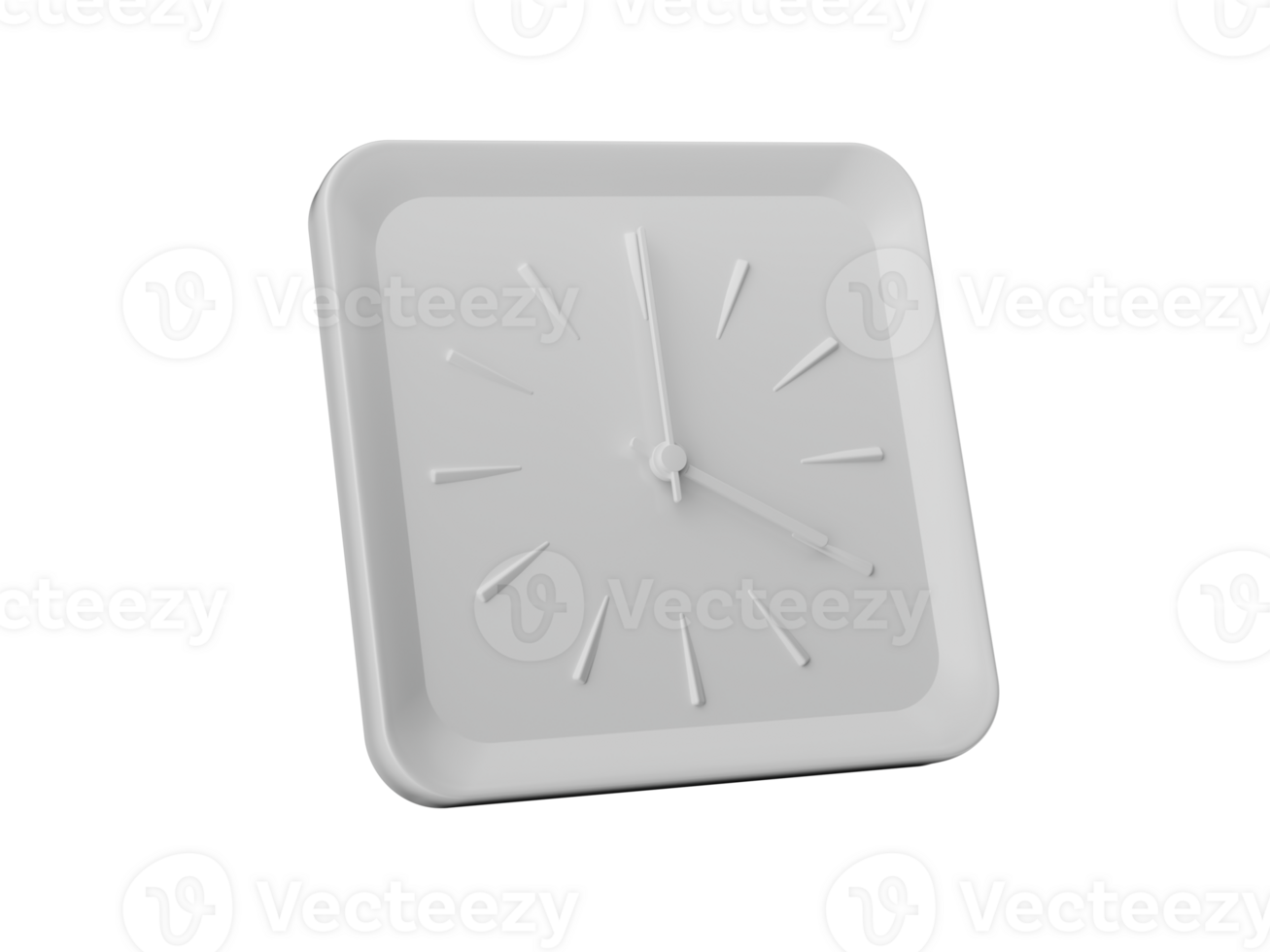 3d Simple White Square Wall Clock 4 O' Clock Four O' Clock 3d illustration png