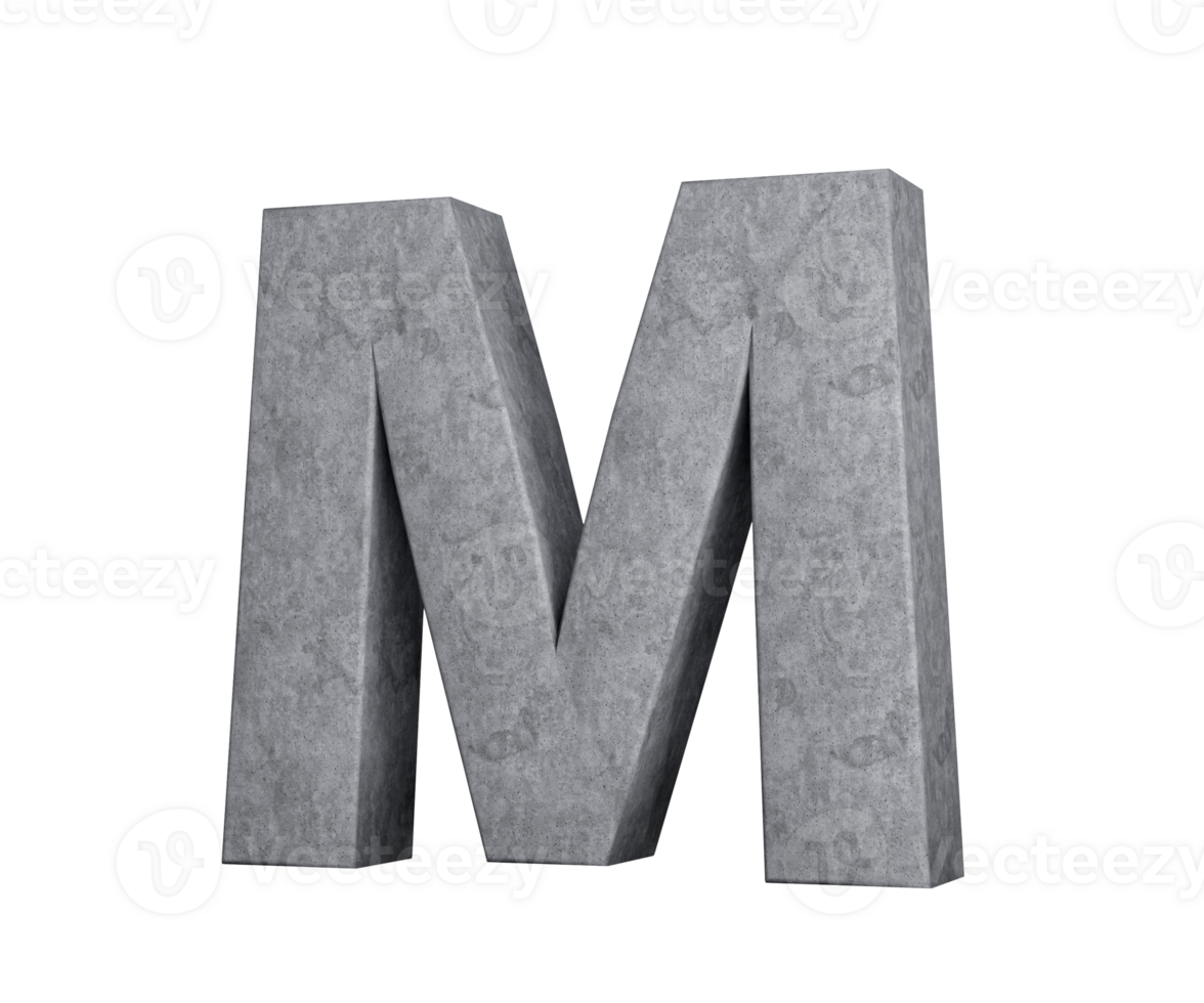3d Concrete Capital Letter M Alphabet M Made Of Grey Concrete Stone 3d Illustration png
