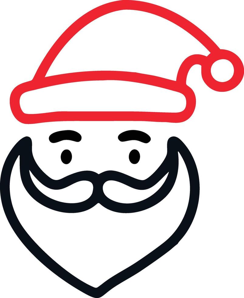 Santa head minimal outline art vector