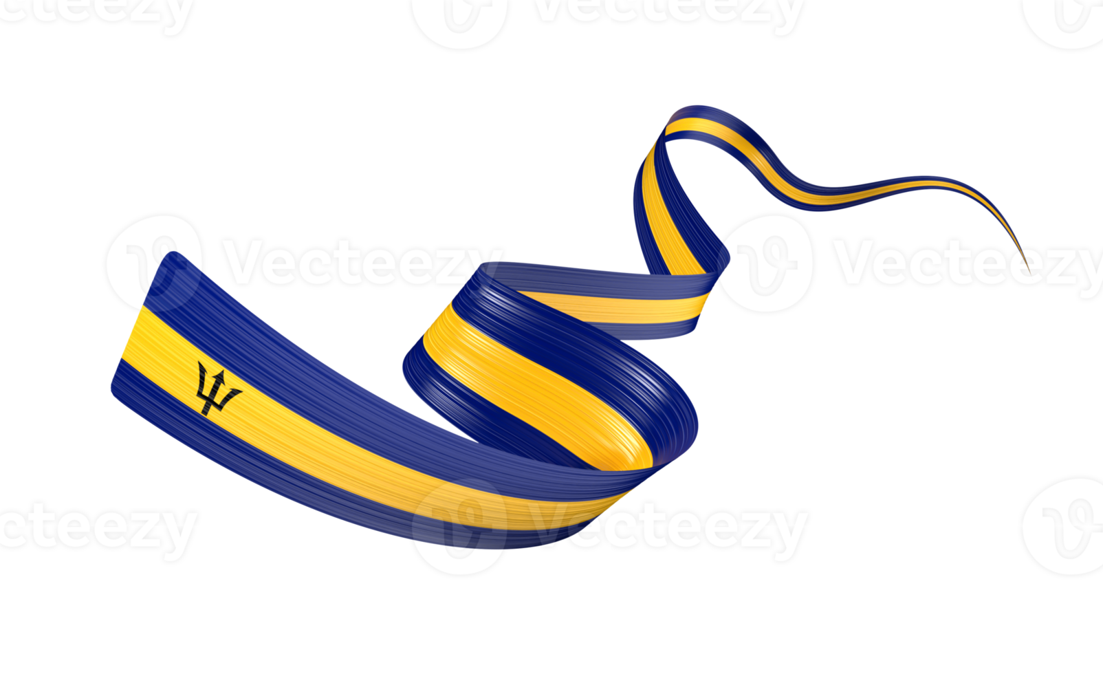 3d Flag Of Barbados 3d Shiny Waving Barbados Ribbon Flag 3d Illustration png