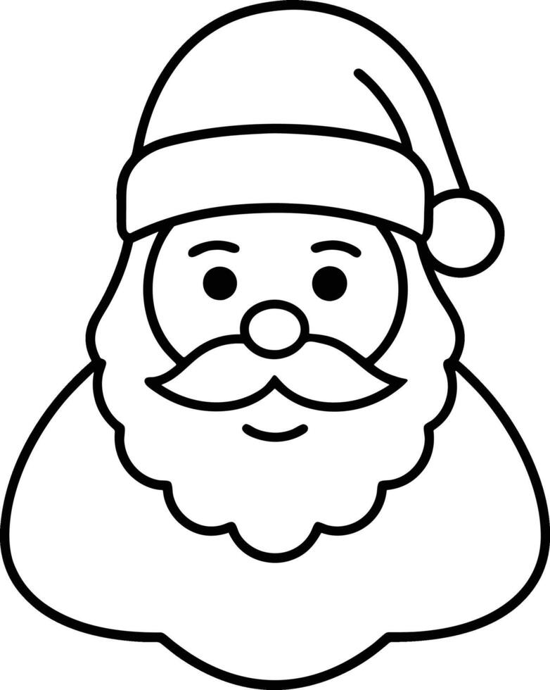 A minimal line art icon of Santa Claus. vector
