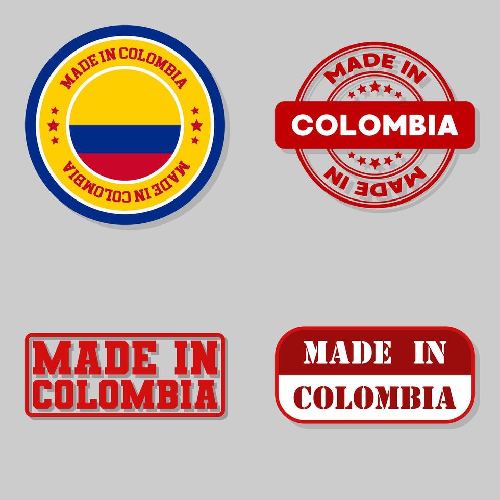 Set of stamps made in Colombia vector