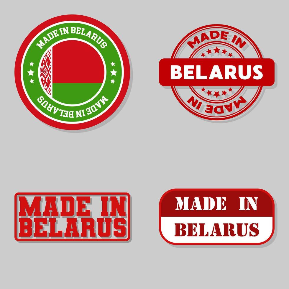Set of stamps made in Belarus vector