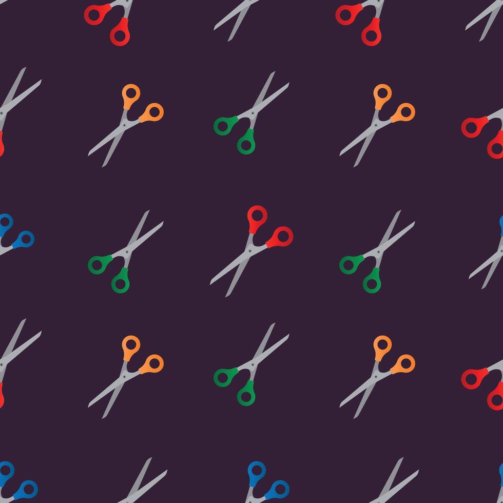 Seamless pattern blue red green yellow scissors vector