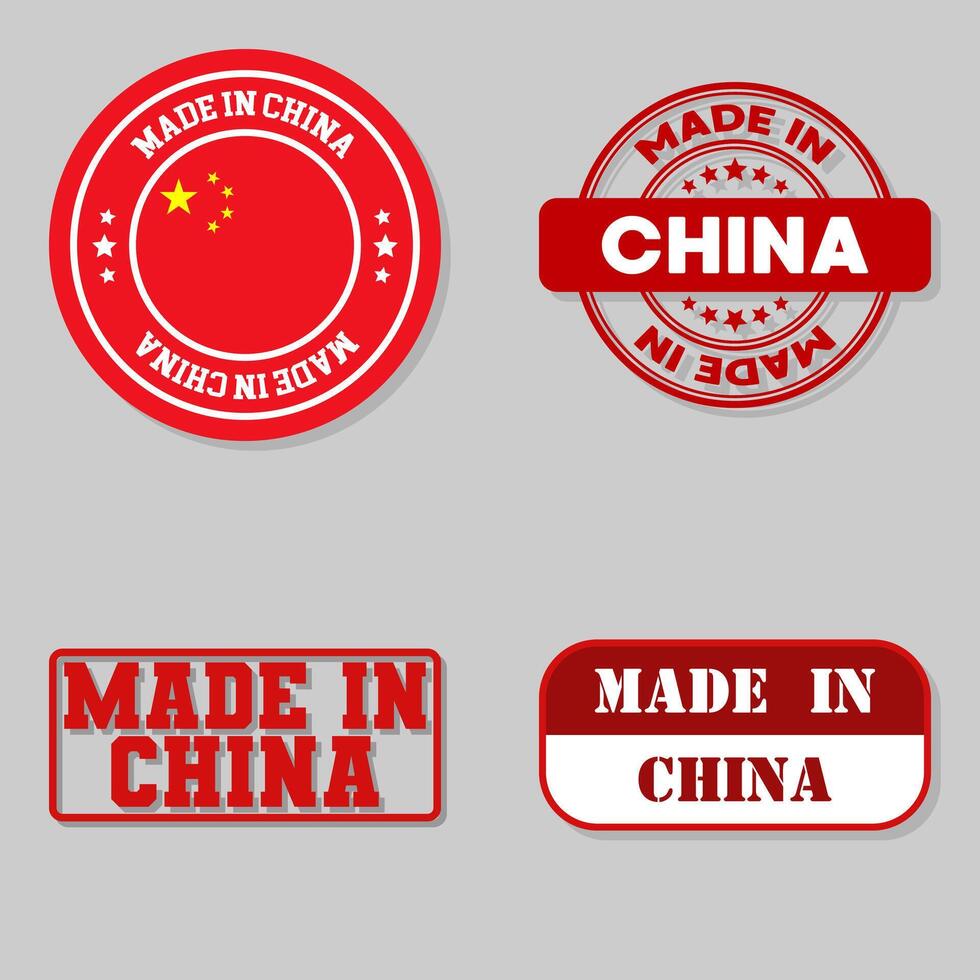 Set of stamps made in China vector