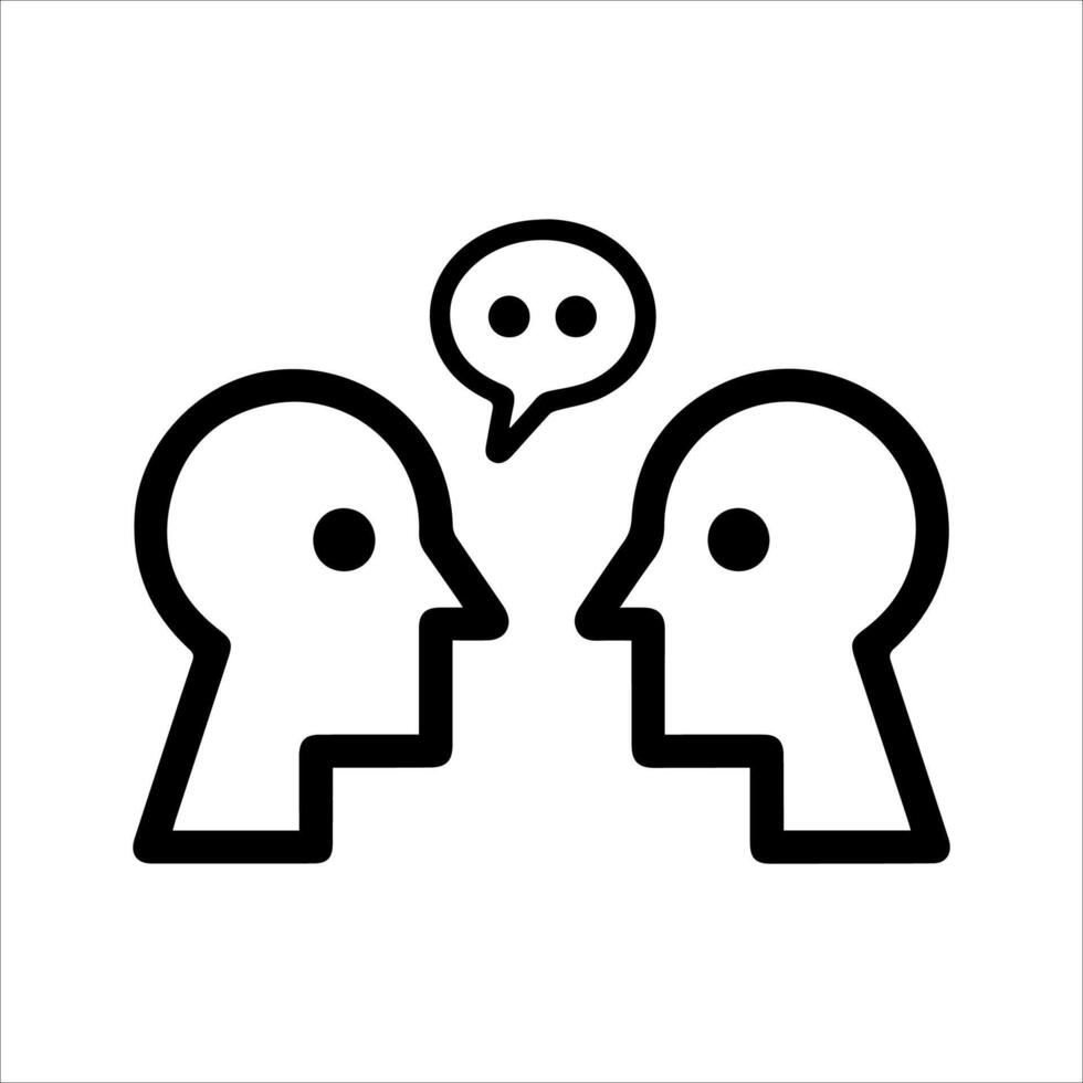 Two heads with speech bubbles above them vector