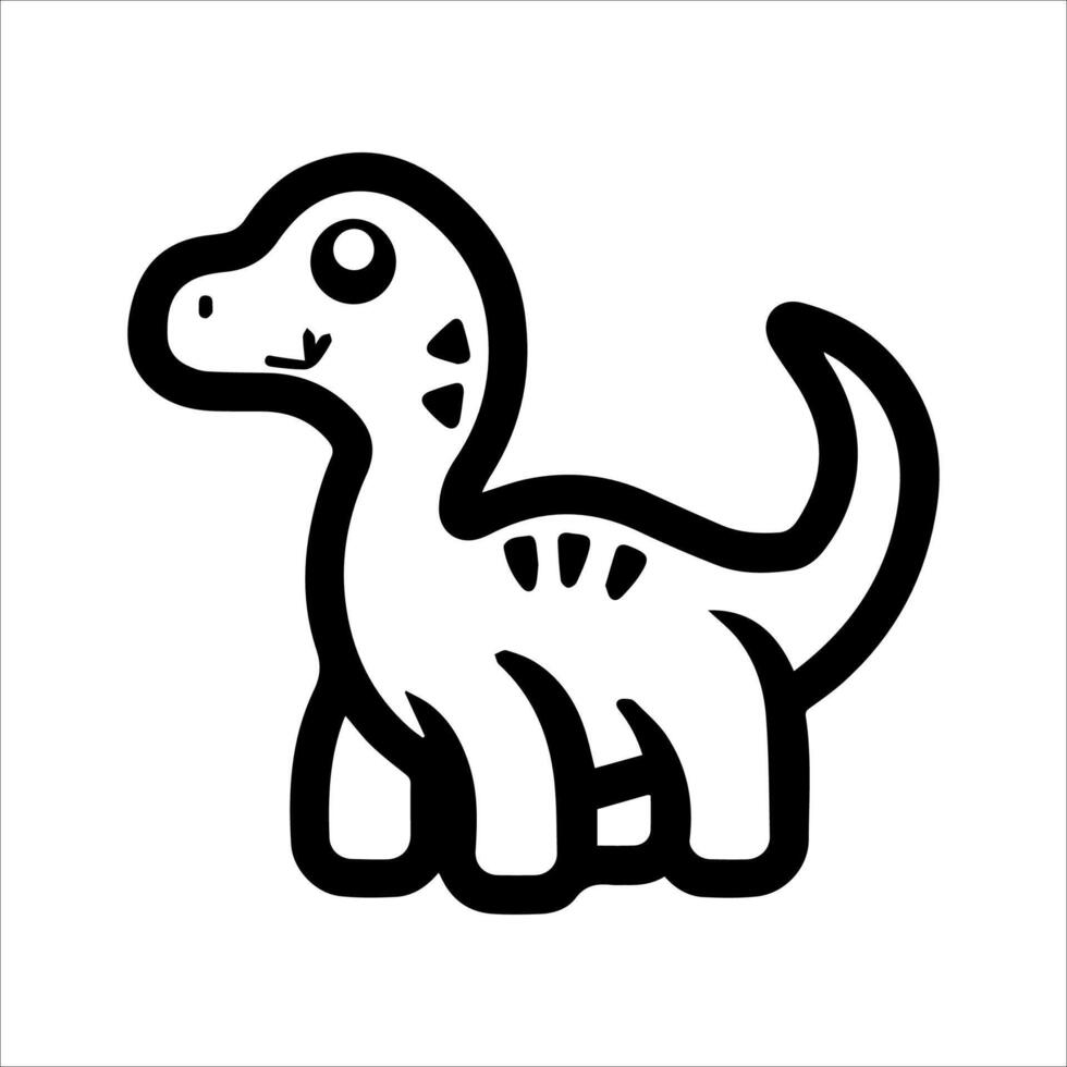 A dinosaur icon in black and white vector