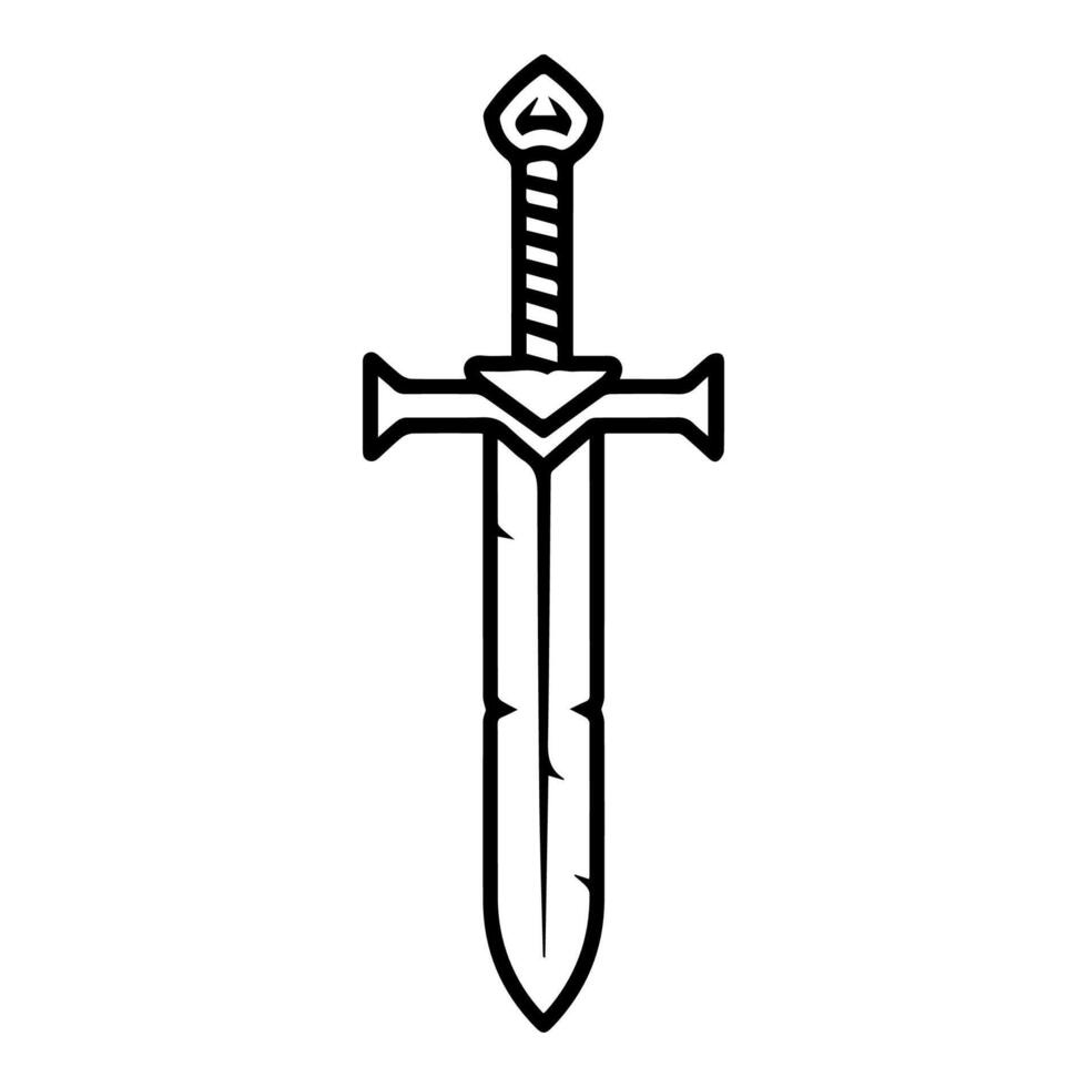 A black and white drawing of a sword vector