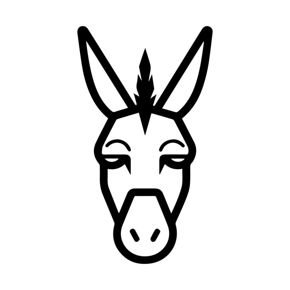A black and white donkey head with a long nose vector