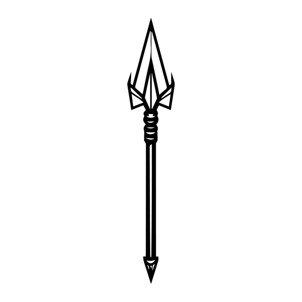 A black and white drawing of a spear vector