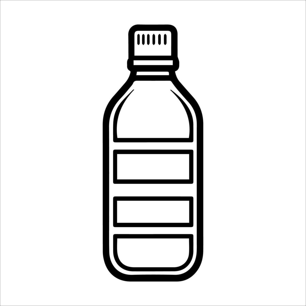 A bottle of water is shown in a line drawing vector