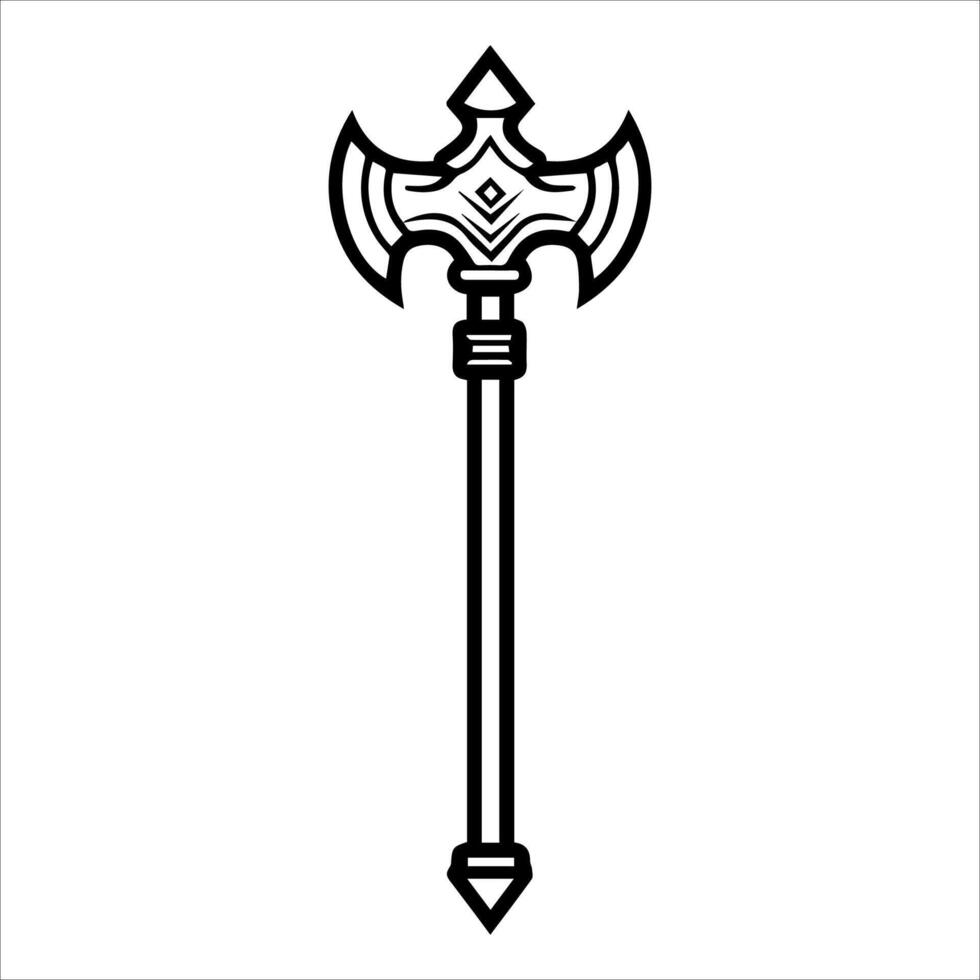 A black and white drawing of a sword vector
