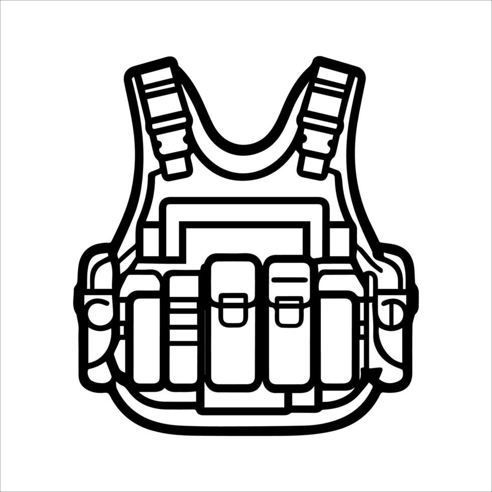 A vest with a gun on it in black and white vector