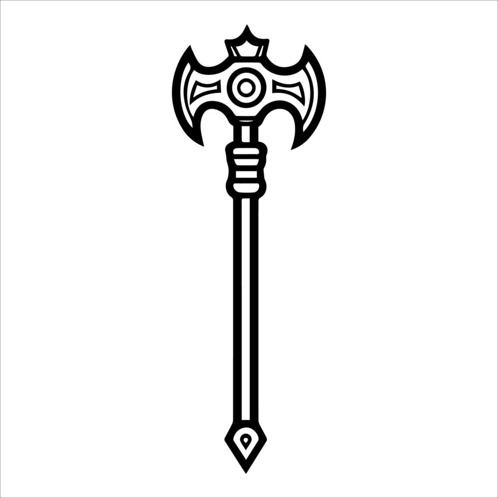 A black and white drawing of a sword vector