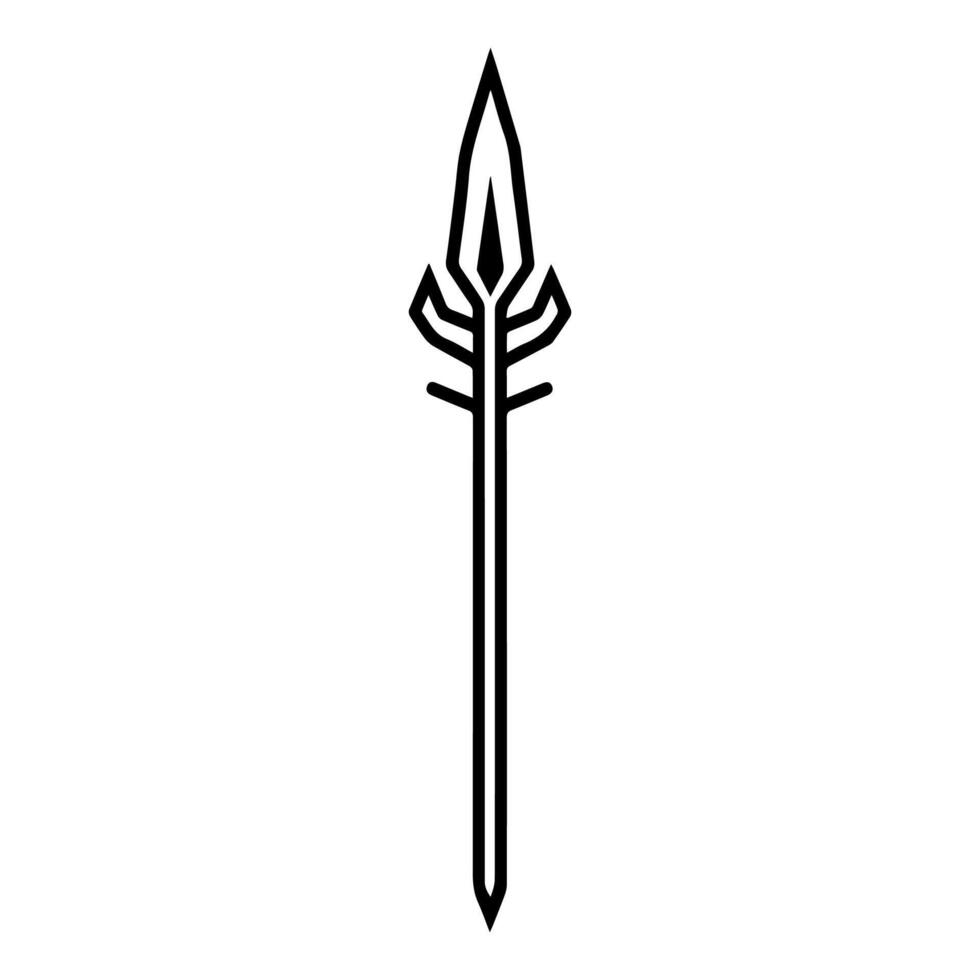 A black and white illustration of a sword vector