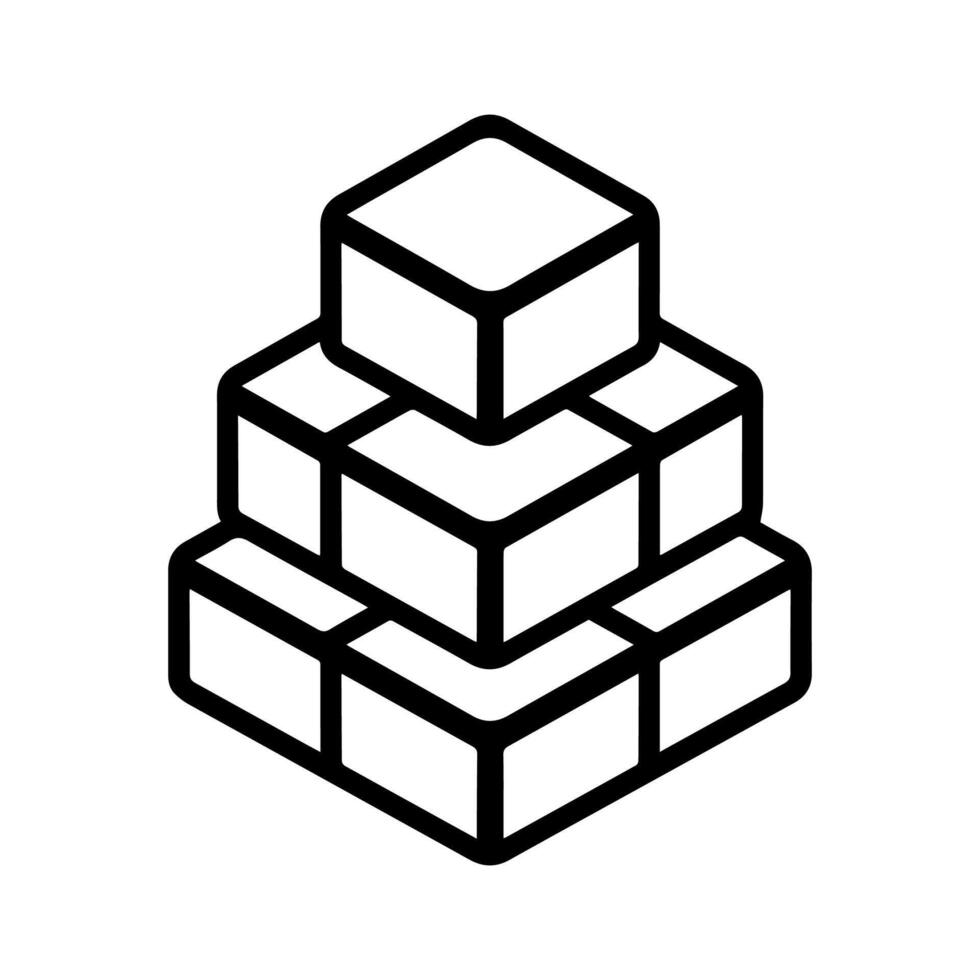 A black and white illustration of a stack of cubes vector