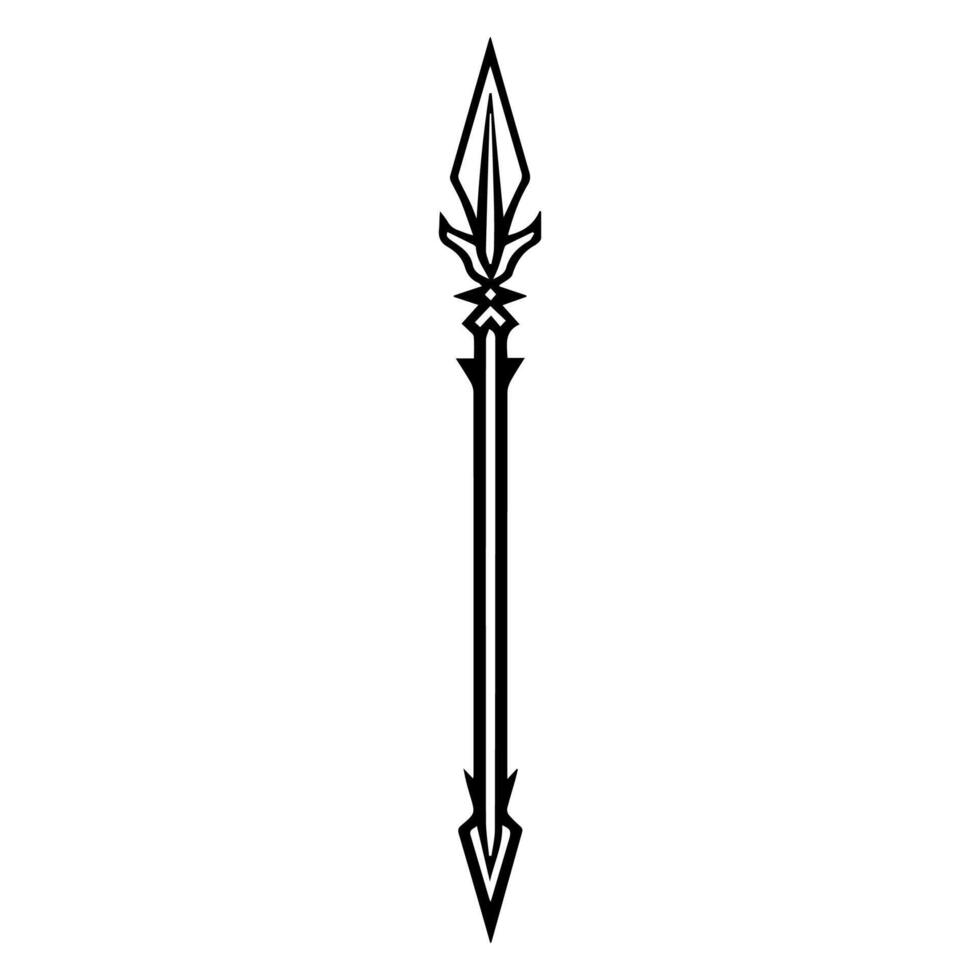 A black and white drawing of a sword vector
