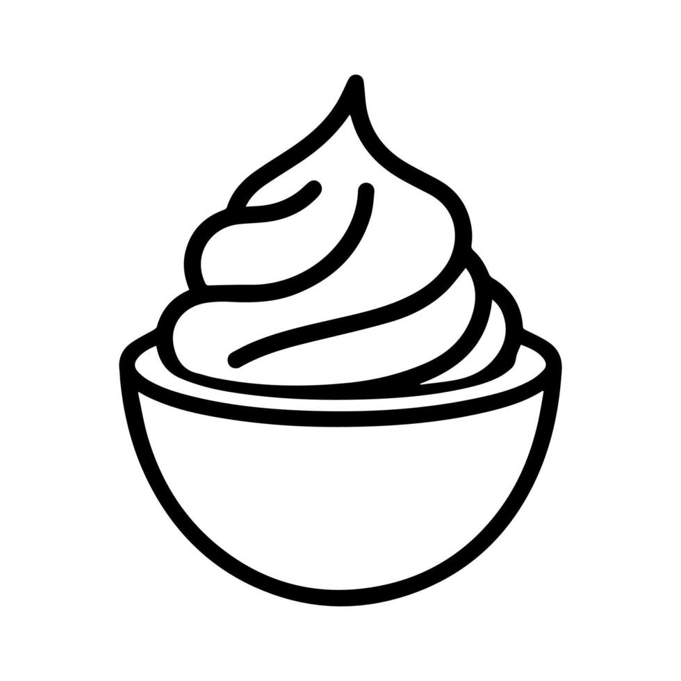 Ice cream in a bowl line icon illustration vector