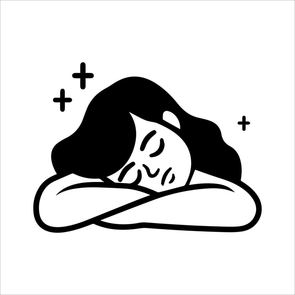 A black and white illustration of a woman sleeping vector