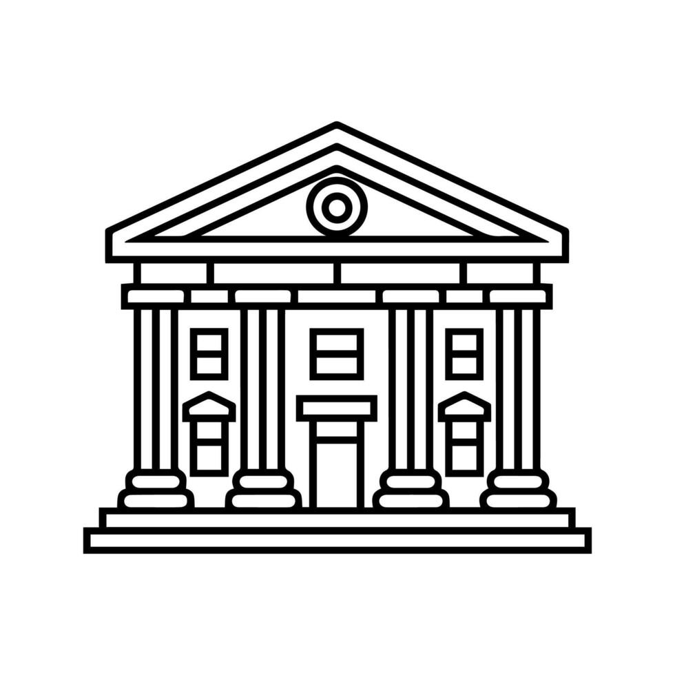 A black and white line drawing of a building vector