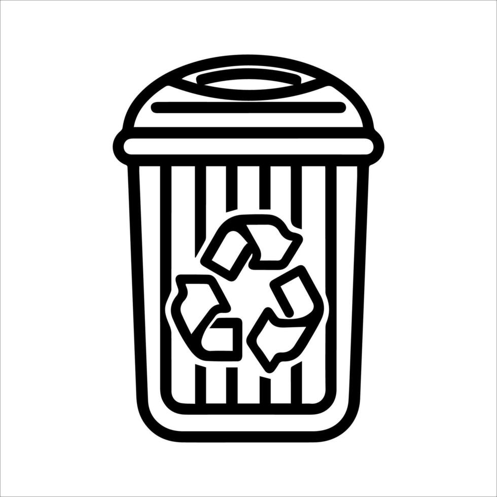 A black and white illustration of a trash can vector