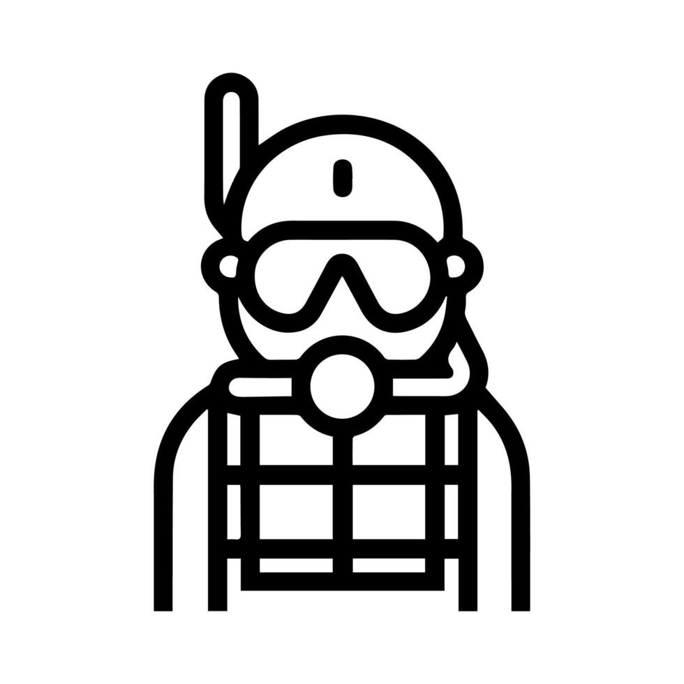 A black and white line icon of a diver vector