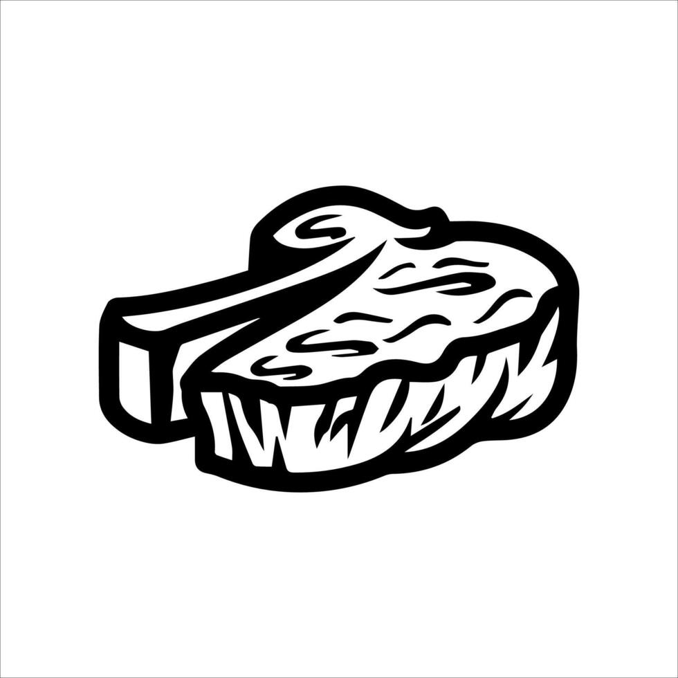 Steak icon in black and white on a white background vector