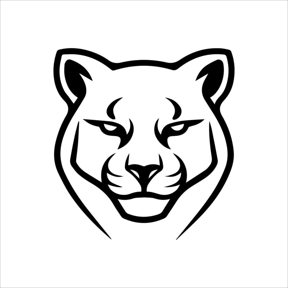 A black and white panther head on a white background vector