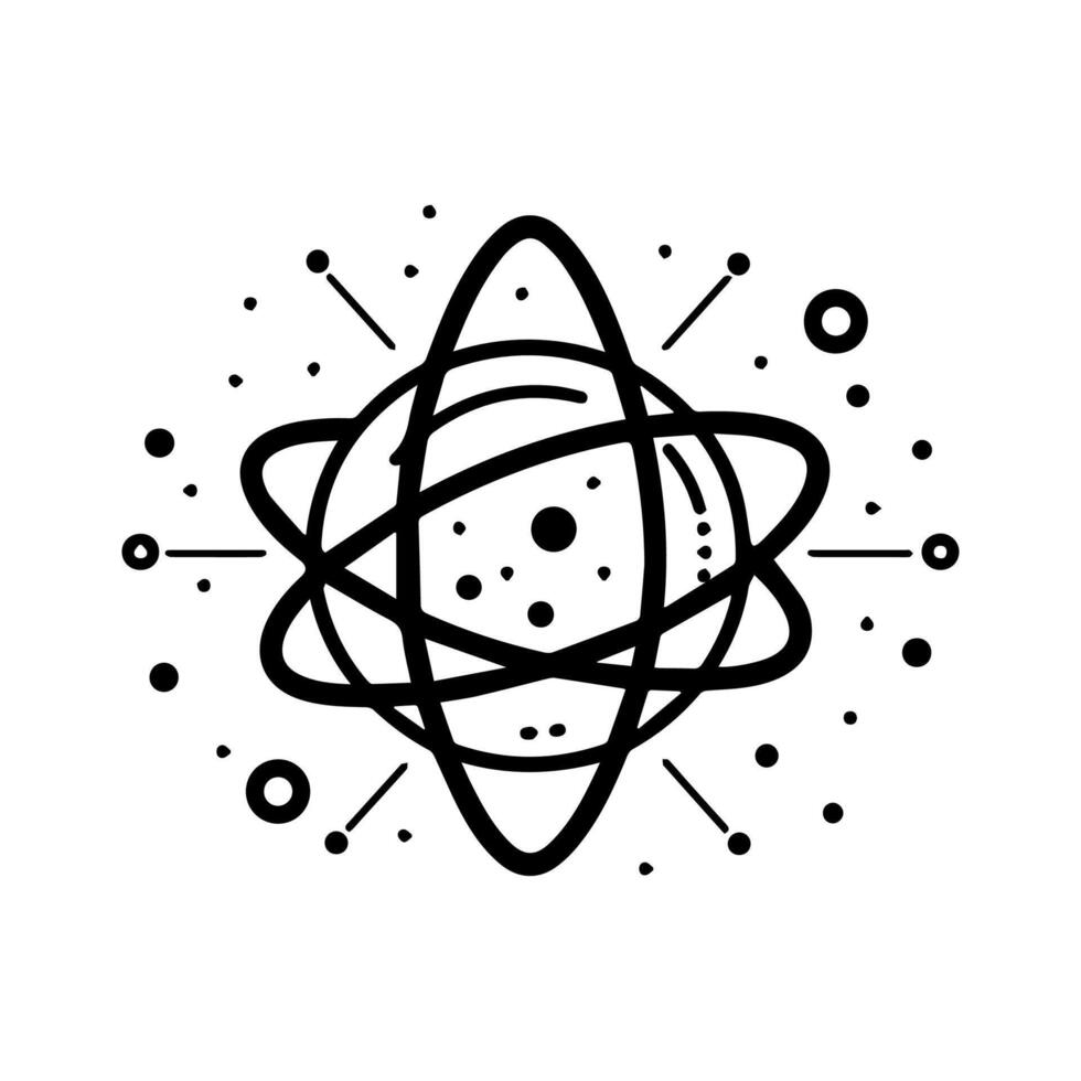 An atom symbol with dots and stars vector