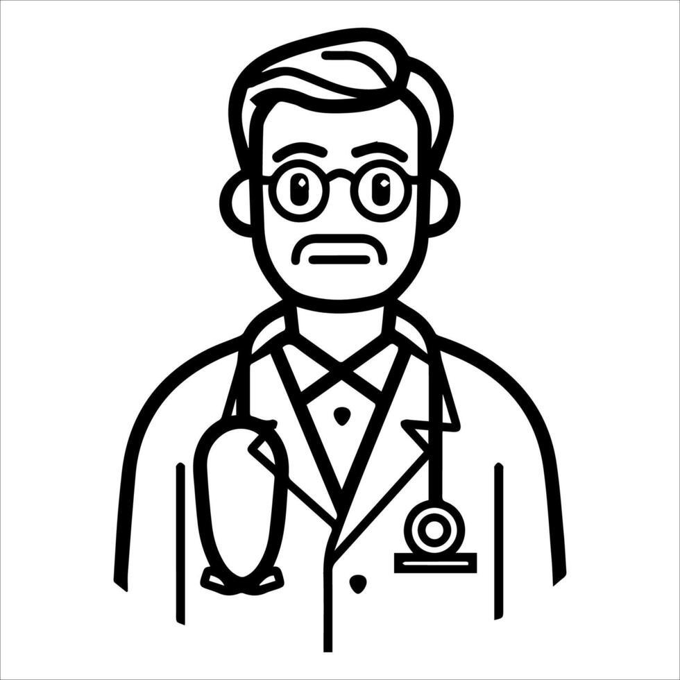 Doctor man icon, line style illustration vector