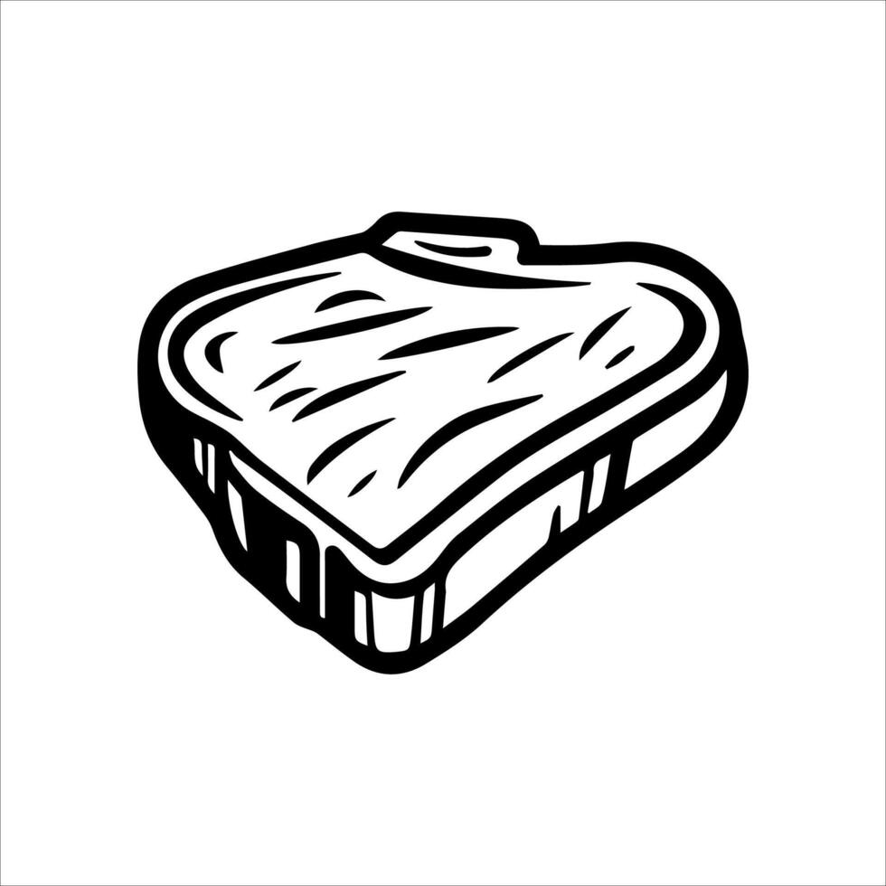 A black and white drawing of a piece of toast vector