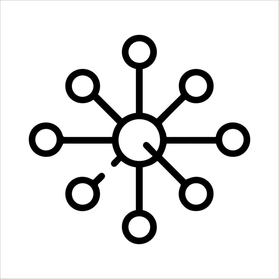 A black and white icon of a network vector