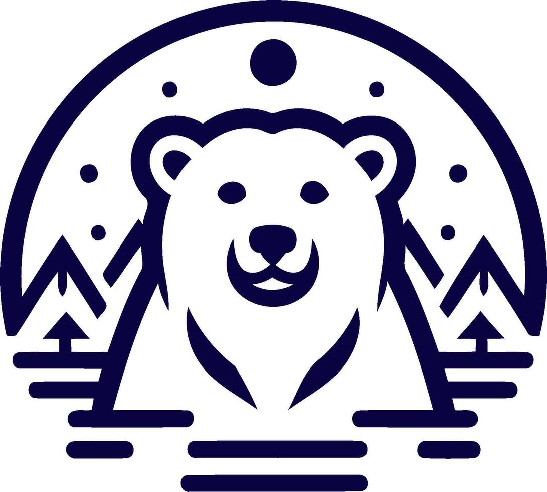 a bear head with mountains and trees in the background vector