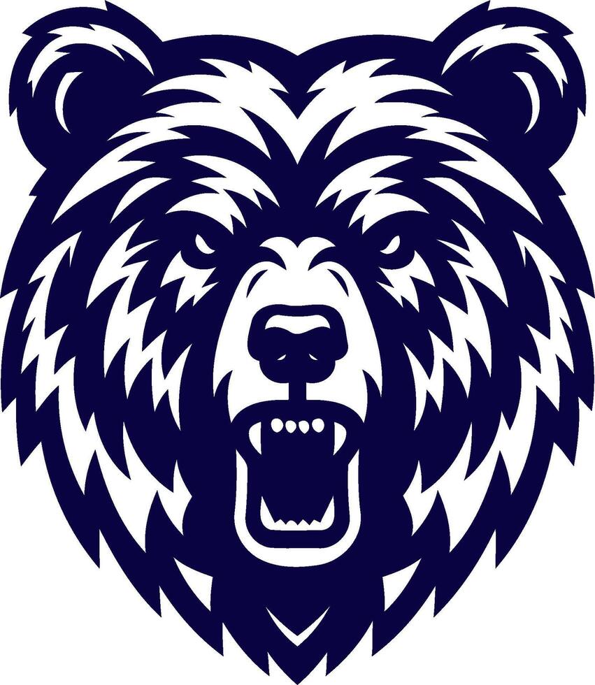 a bear head with a large nose and a large mouth art vector