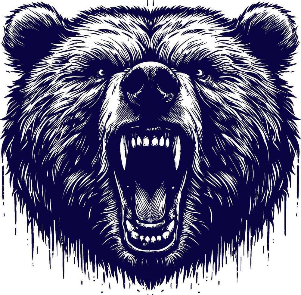 a grizzly bear head with its mouth open design vector