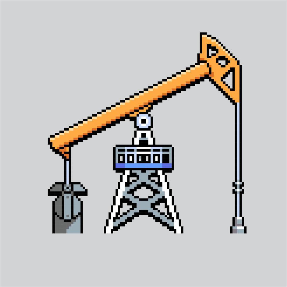 Pixel art illustration Oil Drill. Pixelated Oil Well. Desert Oil Drill Well pixelated for the pixel art game and icon for website and game. old school retro. vector
