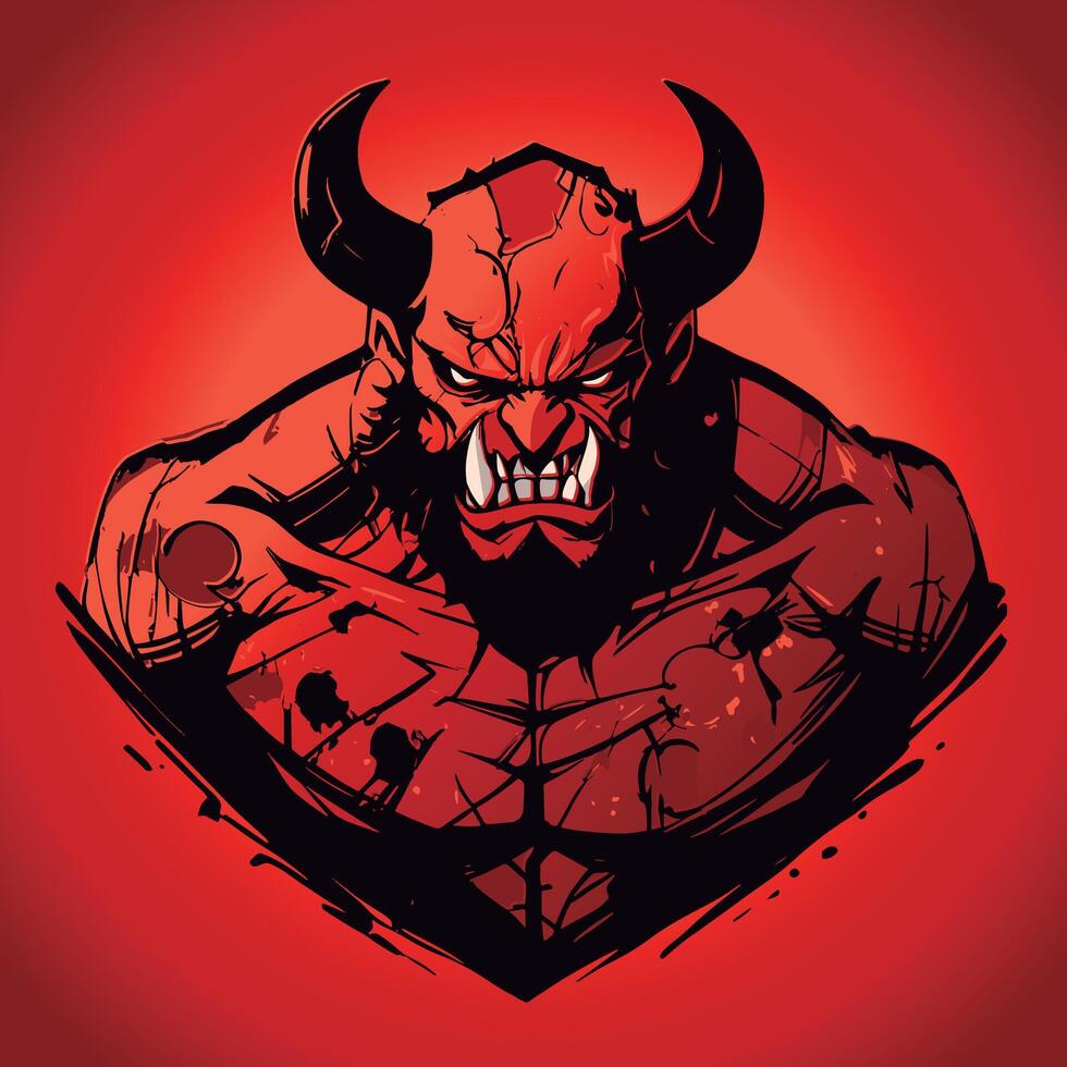 Devil face, comic style for your infernal graphics on halloween, or character for games vector