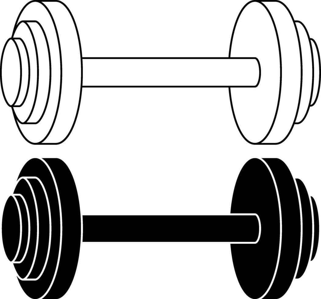 outline silhouette Dumbbell icon set vector