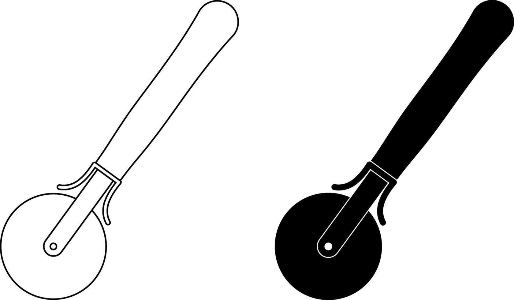 pizza cutter or roller blade icon set vector