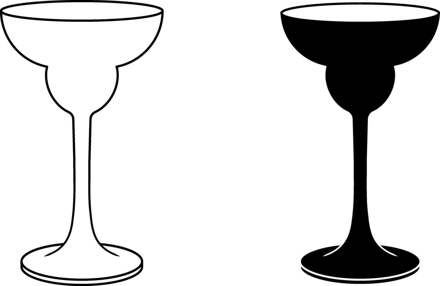 outline silhouette margarita glass icon set vector