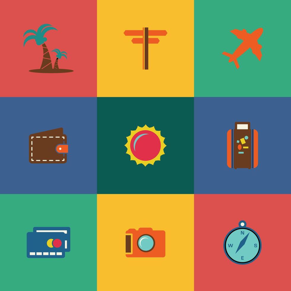 Flat and hand drawn travel icon set vector