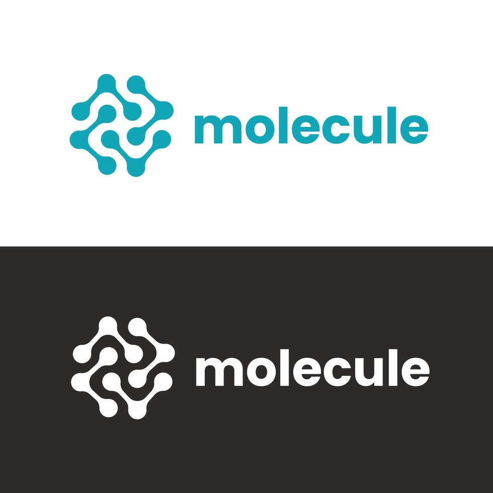 Logo blue molecule or neuron unique design vector